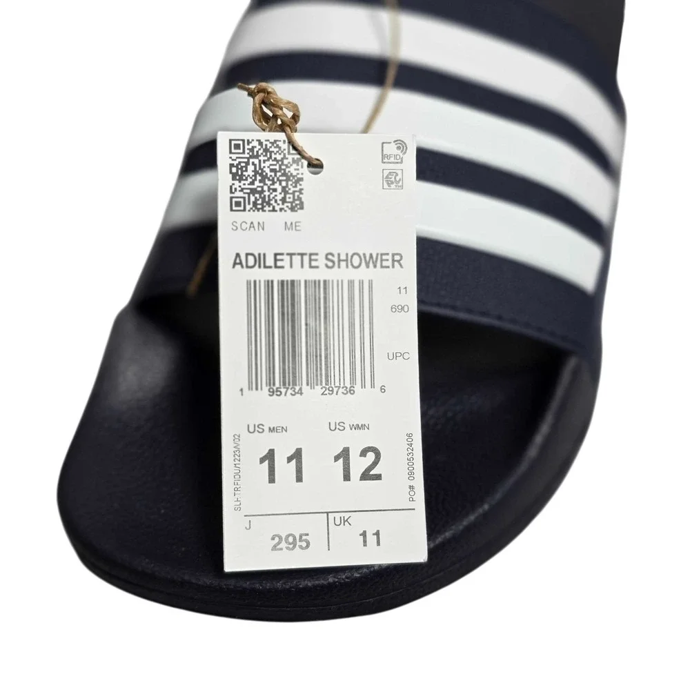 Adidas Adilette Shower Slides Men's 11 / Women's 12 GZ5920‎ Flip Flops Navy NWT